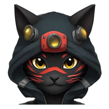 Edgy Shy Anthro Ninja boyish cool pretty dark black Litten-Pokémon-cat-fursona-animal techwear sticker
