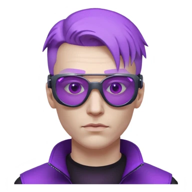 Cyberpunk man head 3d puruple cyber-glasses sticker