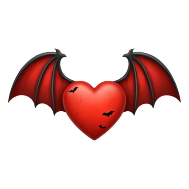 heart with black bat wings sticker
