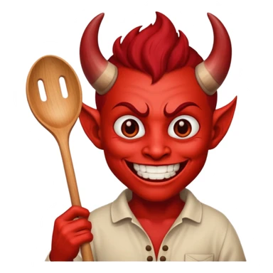 Cooker like demon with a smile and wooden spoon sticker