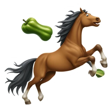 horse galloping in sunset with pickle sticker
