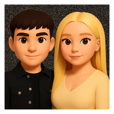 Slightly increase the volume of the upper body of the girl, slightly turn her to face forward, and make the skin color uniform. Maintain the cartoonish 3D avatar style as in the reference image. sticker