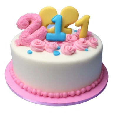 21st birthday cake pink and blue sticker