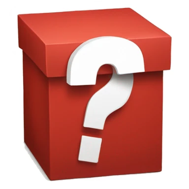 red mystery box with question mark sticker