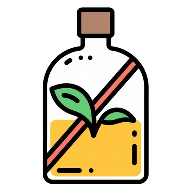 crossed out toxic chemical bottle with leaf alternative sticker