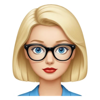 50's pin up,  blonde, black glasses and blue eyes  sticker