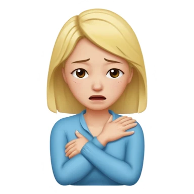 arms crossed holding neck crying woman sticker