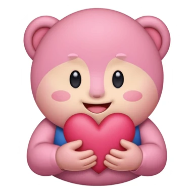create a chibi sticker of Kirby smiling with a heart in his hands sticker