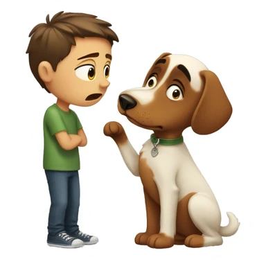 boy cry and talk with dog pepe sticker