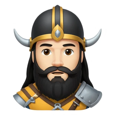 bearded Vikings with black long hair sticker