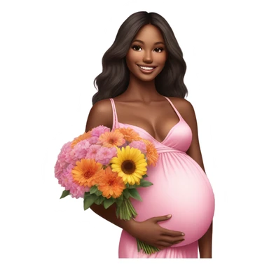 Realistic Photo of a Victoria secret model pregnant posing with flowers at her baby shower  sticker