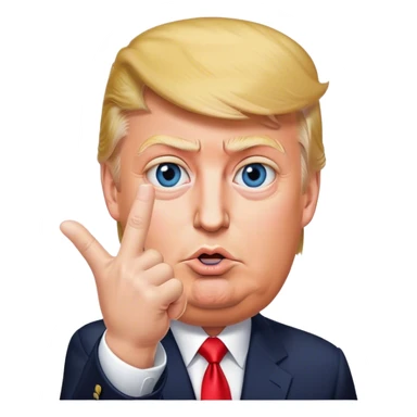 Super realistic Donald Trump pointing finger up, realistic eyes sticker