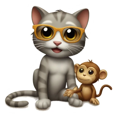 Cat with a monkey in beach sticker