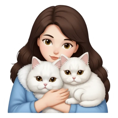 Brunette woman snuggling white Persian cat  sticker