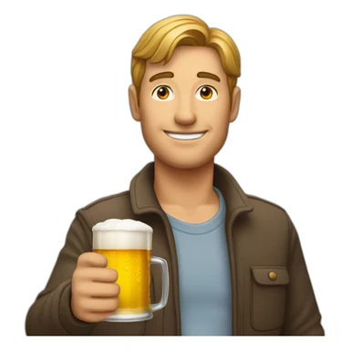 Un homme avec une bière à sa main sticker