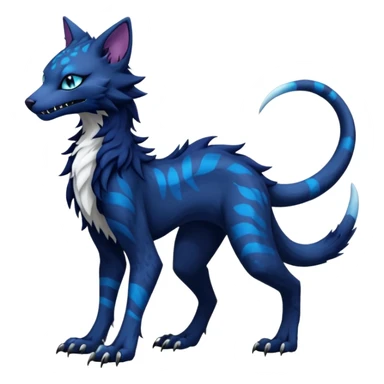 Kawaii dark blackish edgy fantasy ethereal feline-vernid-sergal-monster-fursona animal creature full body with intricate markings  sticker