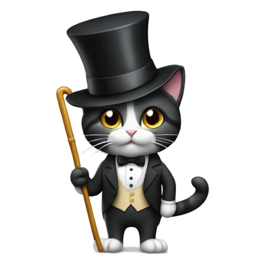 A cat in a top hat, tuxedo and with a cane in his hand sticker