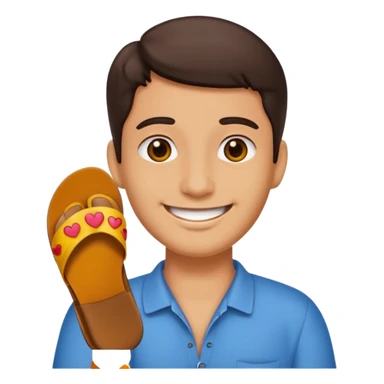 Smile, emoji, holding a chappal sticker