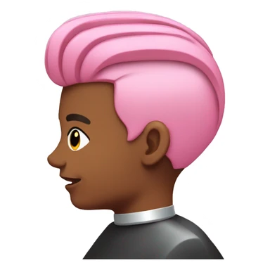 person with pink hair getting a barber cut sticker