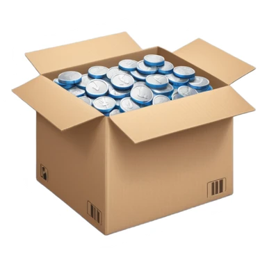blue coins credit in a cardboard package sticker