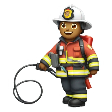 Firefighter holding charging cable sticker