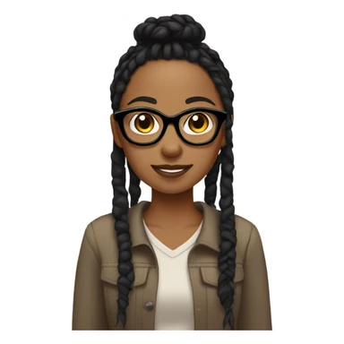 Tan girl with glasses, black eyes, short black dread locs and ear piercings sticker