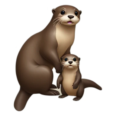 Otter with baby  sticker