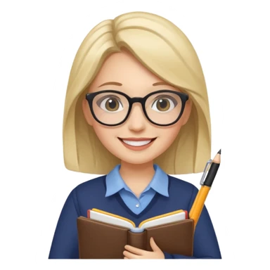 A true woman who is interested in dermatology, wearing glasses and holding notebooks and pens sticker