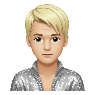 Aaron Carter with blonde hair, silver sequin outfit sticker
