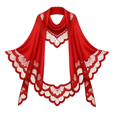 A simple red lace shawl with a delicate design sticker