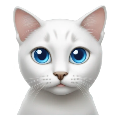 Short White coated cat with blue eyes  sticker