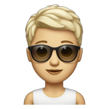 White kid with short hair and heart shape sunglasses sticker