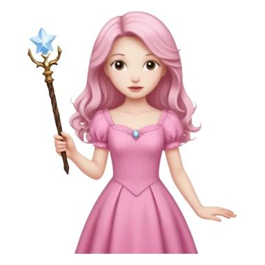 beautiful-haired in pink woman with a wand sticker