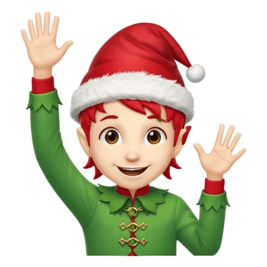 DUENDE NAVIDEÑO SONRIENDO CON MANOS ARRIBA ANIMANDO sticker