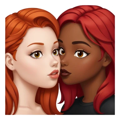 white red hair girl and black brown hair girl kissing sticker