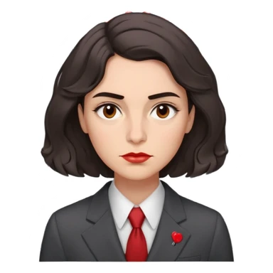 Gender: Non-binary Hair: Medium-length wavy bob, deep brown Face: Tense jawline, single vertical brow wrinkle Clothes: Tailored charcoal suit Action: Pinning deadlines on calendar with red pins sticker