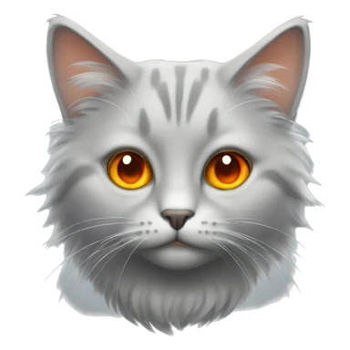fluffy light-grey cat with orange eyes  sticker