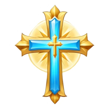 saint emblem with light blue cross and divine rays sticker