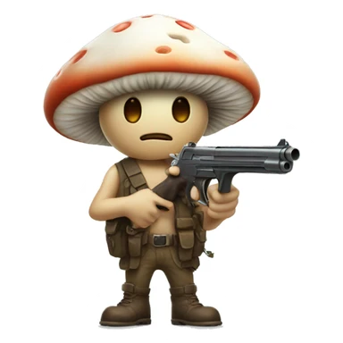 cute mushroom man holding gun sticker