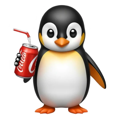 Penguin with a coke sticker