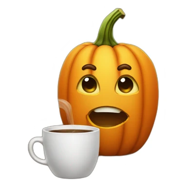 pumpkin drinking coffee sticker
