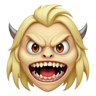 scary blonde monster big teeth scary eyes sticker