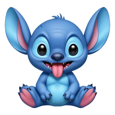Stitch from Lilo & Stitch, sticking out tongue, playful, blue alien features sticker