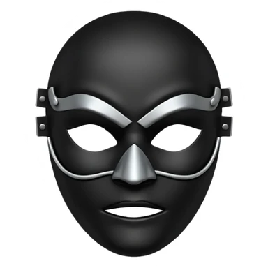 Minimal emoji, gothic mask forged from matte black leather, emotionless expression, smooth heavy surface, subtle metallic texture, deep shadows, no glow, no neon, flat emoji style, centered sticker