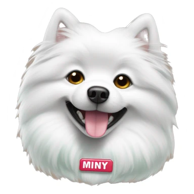 japanese spitz with name tag that says minty sticker