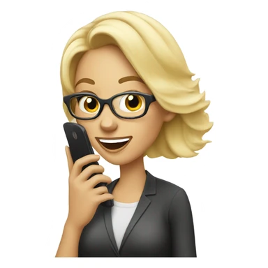Beautiful Blonde woman wearing glasses calling on cell phone sticker