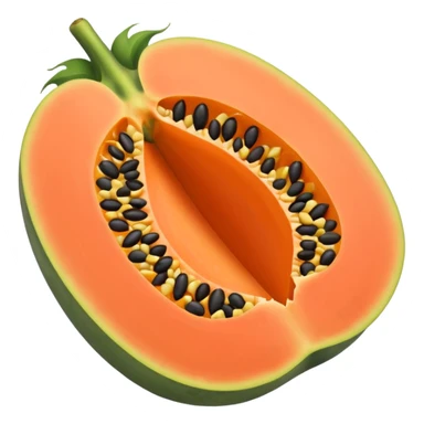 papaya fruit cut showing seeds sticker