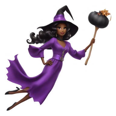 three photogenic silkstone Barbie witches enchanted TV series flying on broomstick s sticker