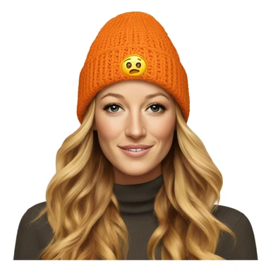 Blake lively wearing orange beanie sticker