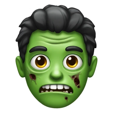 green zombie with black layered hair sticker